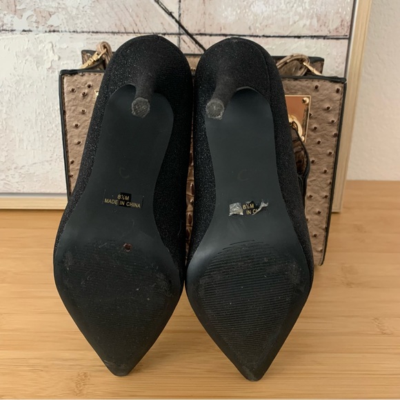 BADGLEY MISCHKA/Mark & James Glitter Gala Black Pumps 8.5 - Picture 9 of 14